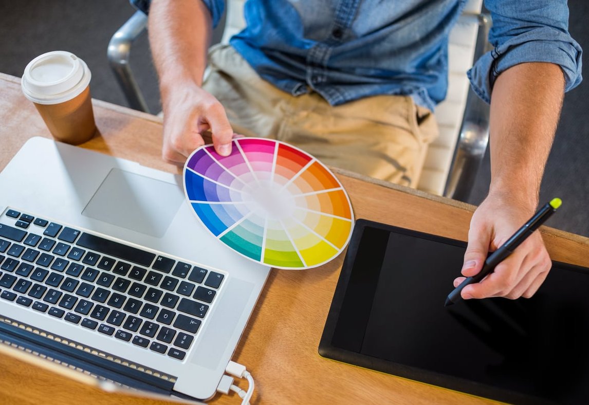 graphic designer working laptop
