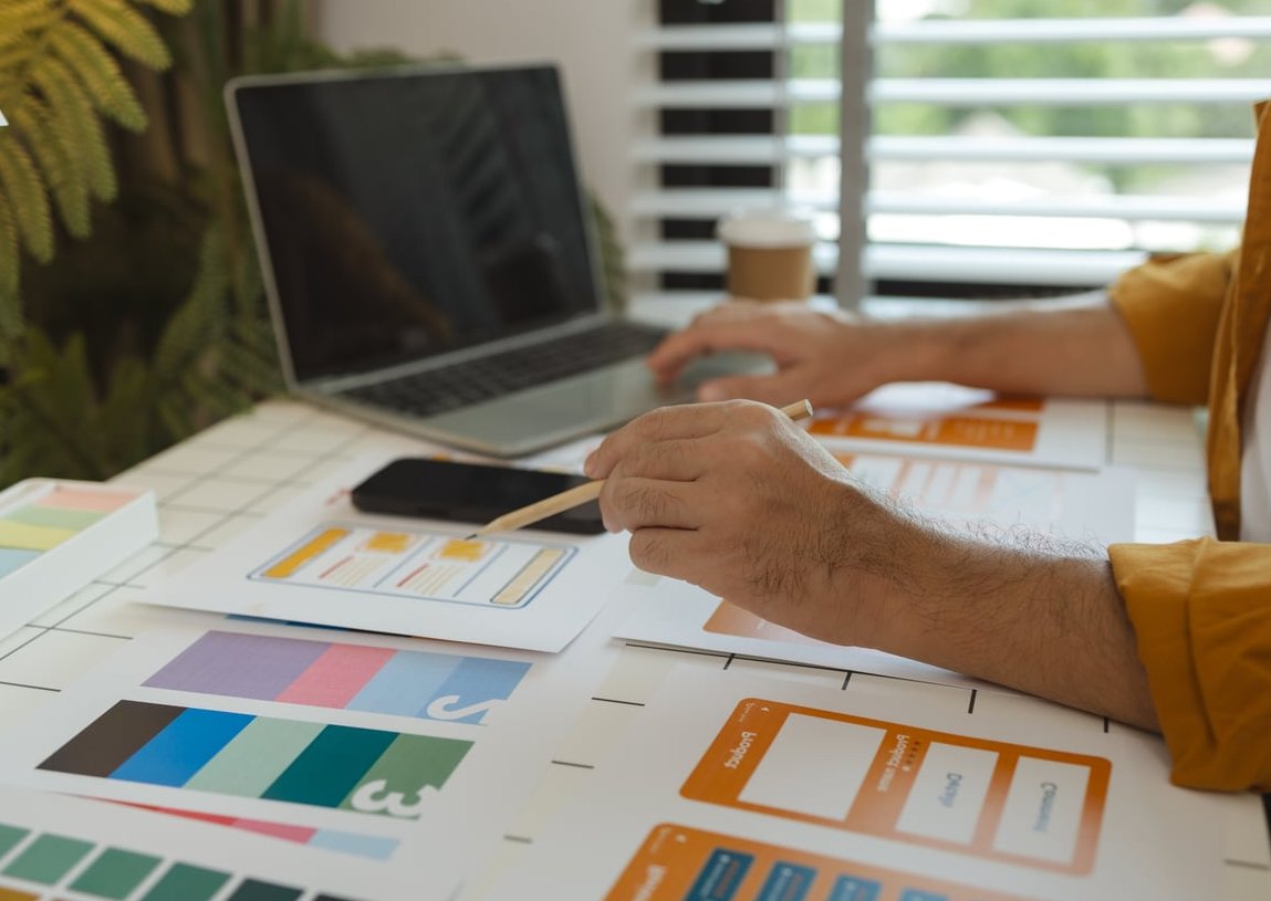 graphic designer working laptop
