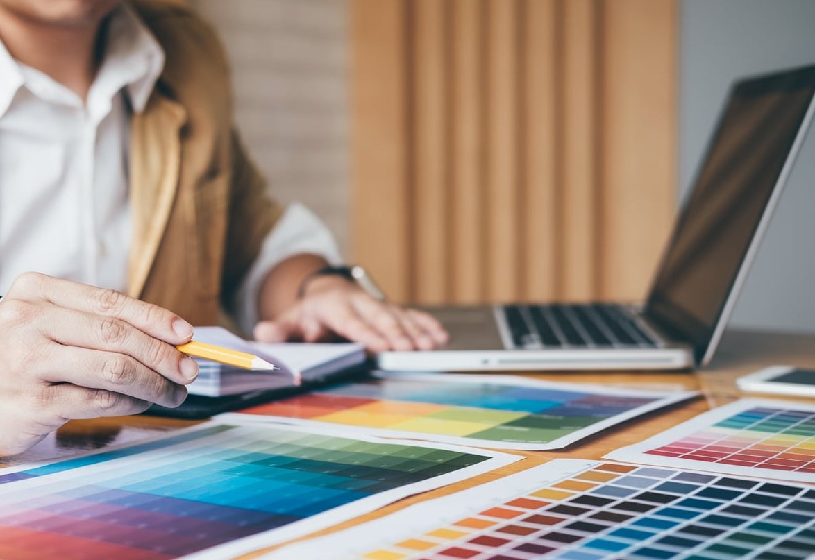 graphic designer working laptop